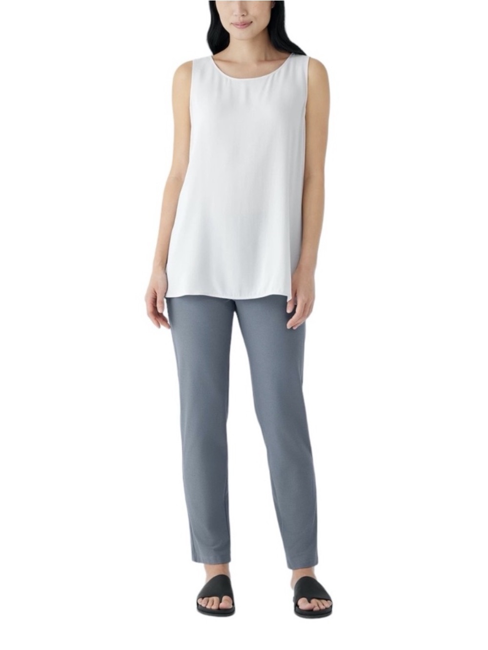Eileen Fisher Stretch Crepe Slim Pant in Pewter
